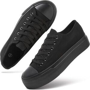 Women Platform Sneakers Canvas Low Top Shoes Slip Resistant Rubber Sole